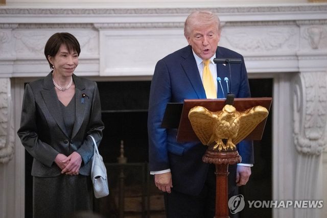 백악관 만찬에서 다카이치 일본 총리와 트럼프 미국 대통령