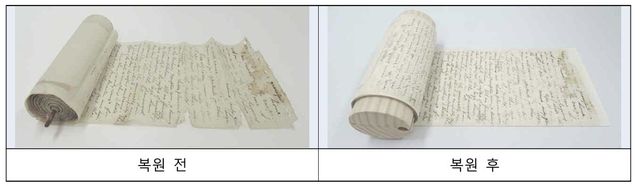 기행편지 복원 전 후 사진