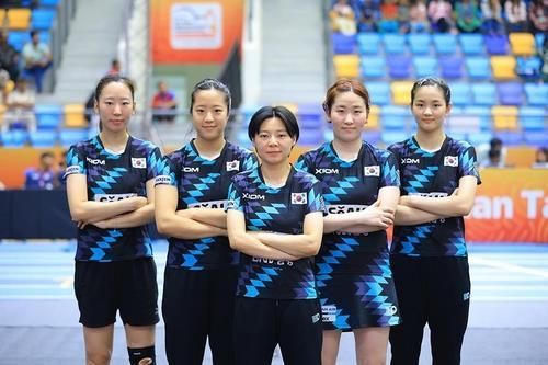 작년 탁구 아시아선수권에 참가했던 한국 여자 대표팀 