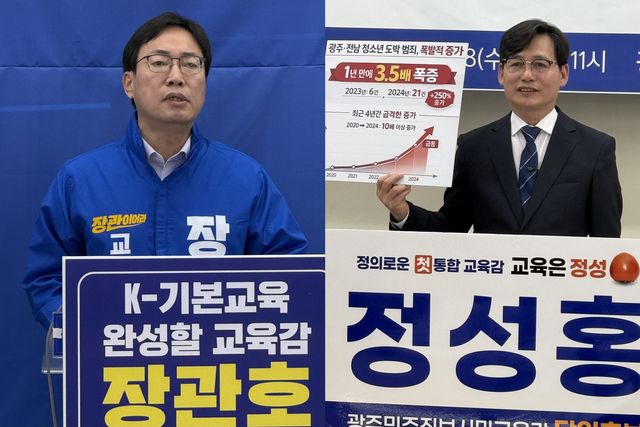 장관호(왼쪽)예비후보와 정성홍 예비후보