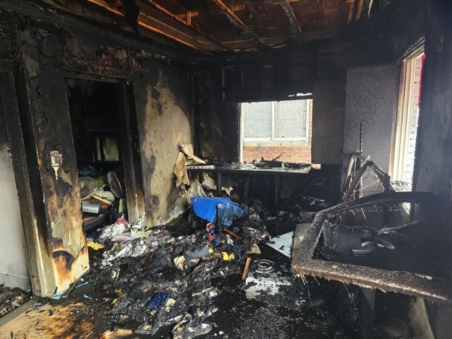 불이 난 주택 내부