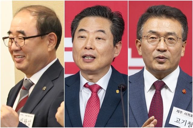 인천 계양을 심왕섭(왼쪽부터)·광주 광산을 안태욱·제주 서귀포 고기철