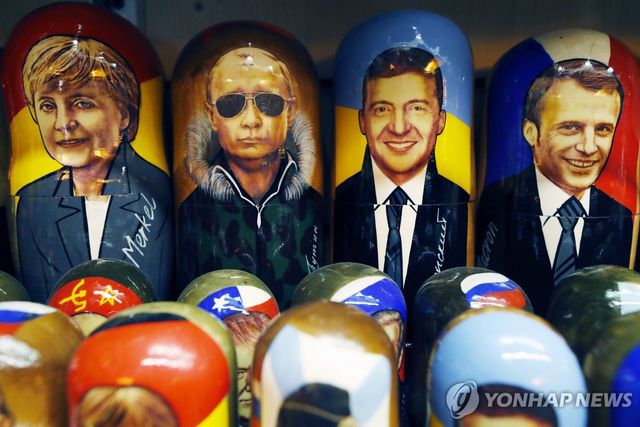 2019년 노르망디 4자회담 연 독일·러시아·우크라이나·프랑스 정상(왼쪽부터)