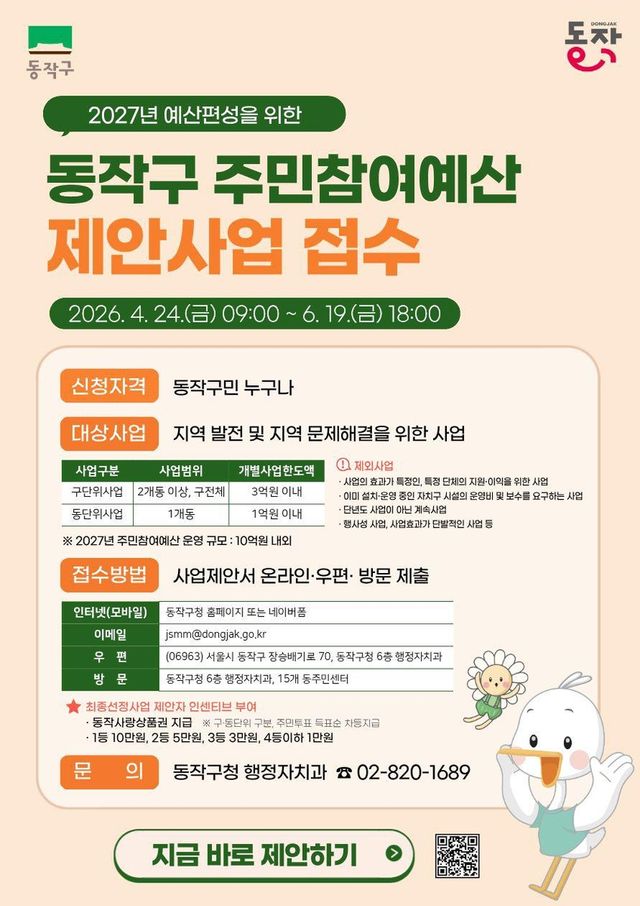 동작구 주민참여예산 제안사업 접수