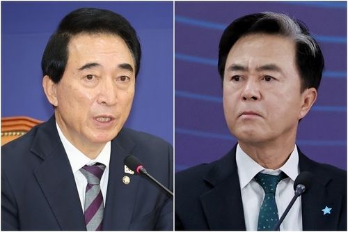 박수현(왼쪽)·김태흠 후보