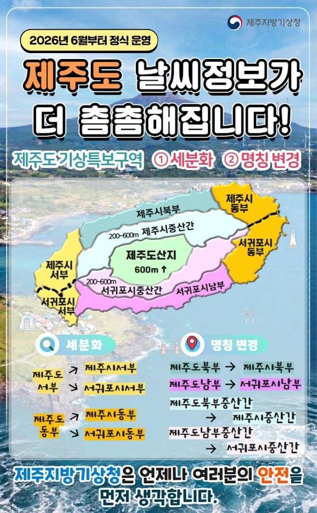 제주 기상특보구역 개편