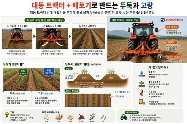 트랙터 배토기 작업 과정 및 용어 설명 