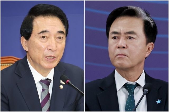 박수현(왼쪽)·김태흠 후보