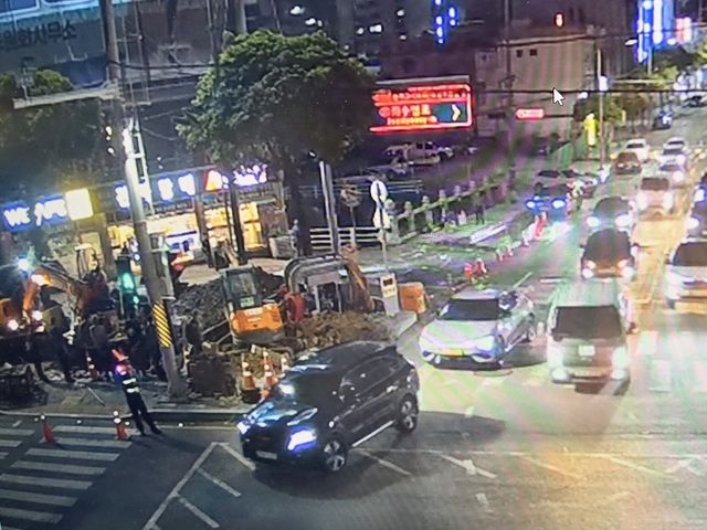 여수시 문수동 상수도관 파손 현장