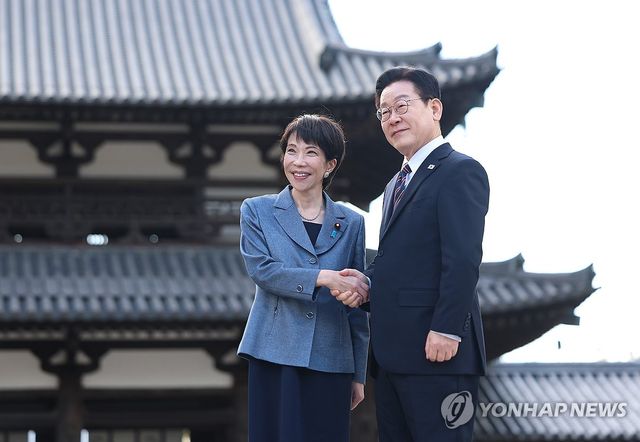 호류지 방문한 한-일 정상