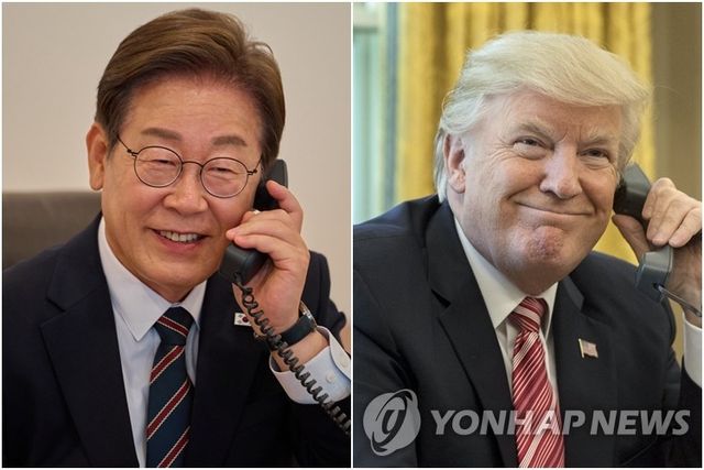 통화하는 이재명 대통령(왼쪽)과 트럼프 미국 대통령