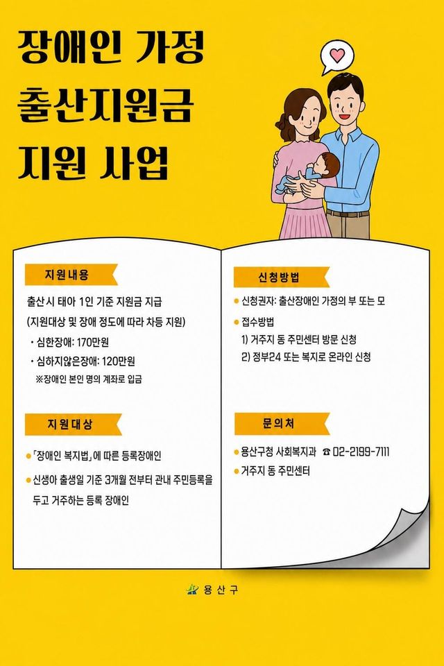 용산구 장애인가정 출산지원금