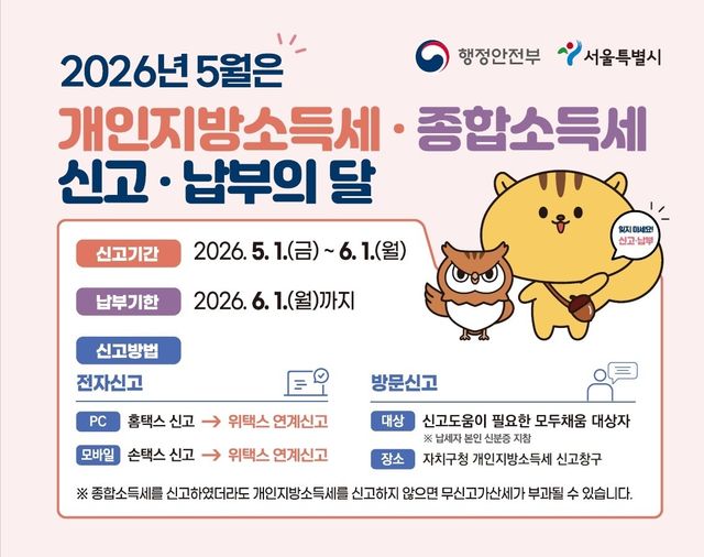 개인지방소득세·종합소득세 신고·납부 안내