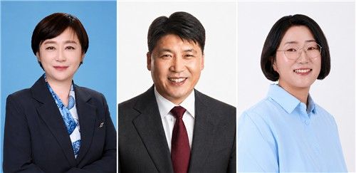 왼쪽부터 민주당 김묘정·국민의힘 박동철·진보당 정혜숙 후보
