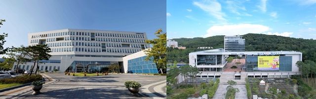충남교육청(왼쪽)과 천안시청 전경