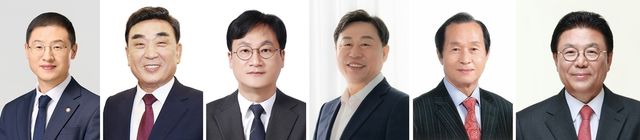 왼쪽부터 김상욱, 김두겸, 황명필, 김종훈, 이철수, 박맹우 울산시장 후보