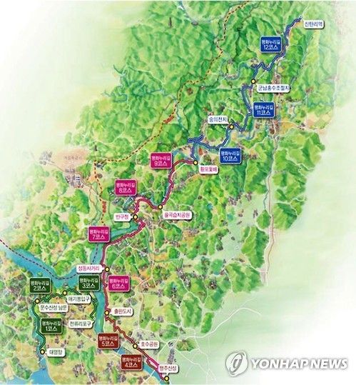 평화누리길 노선도
