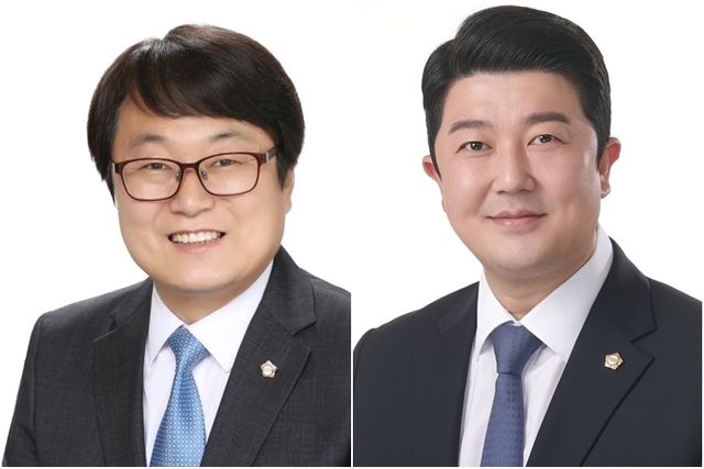 울산 남구청장 민주당 최덕종 후보(왼쪽)·울주군수 민주당 김시욱 후보