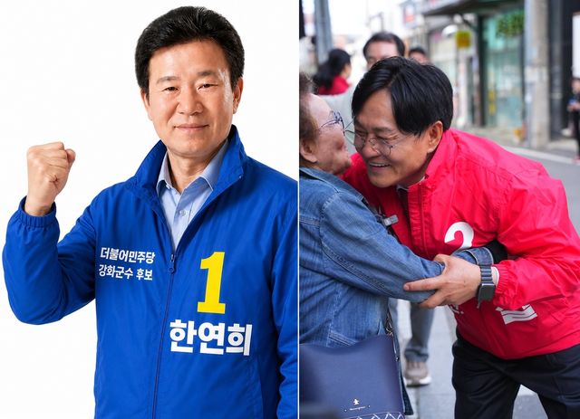 '강화군수 리턴매치' 더불어민주당 한연희(왼쪽) 후보와 국민의힘 박용철 후보