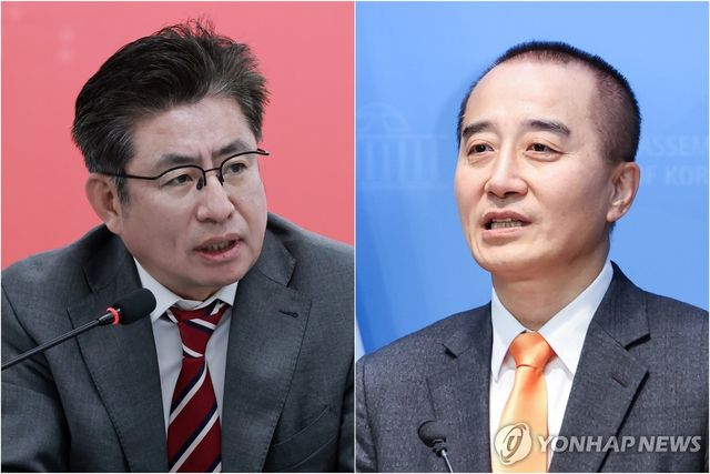 인천 연수갑 국민의힘 박종진 후보(왼쪽)와 개혁신당 정승연 후보