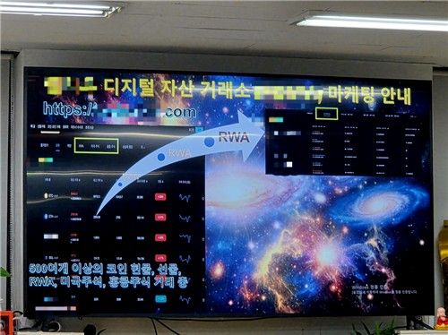 지난 11일 관악구 한 건물에서 열린 'A 디지털자산 거래소'의 투자 설명회의 프레젠테이션(PPT) 일부. [촬영 박수현]