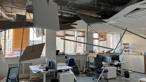 작년 8월28일 러시아 공습으로 피해를 입은 키이우 주재 EU 대표부 건물 내부 [출처: 주우크라이나 EU 대사 SNS. 재판매 및 DB 금지] 