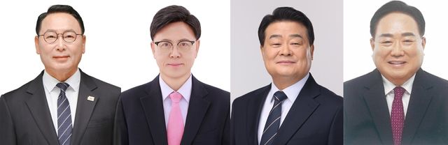왼쪽부터 김영춘, 이명수, 이병도, 이병학 후보