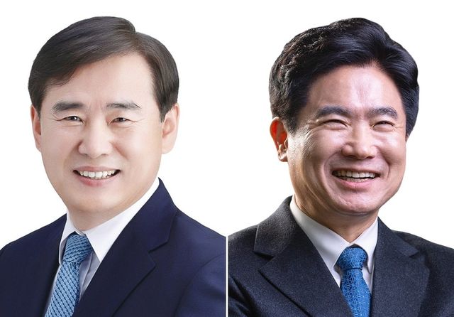 이정선(왼쪽)·김대중 전남광주 교육감 후보