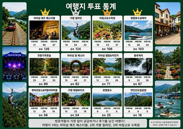 가평 여행지 투표 결과
