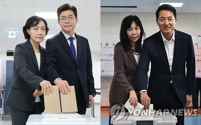 투표하는 서울시장 후보들