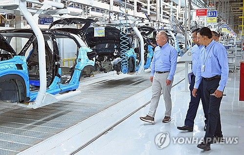 정의선 현대차그룹 회장, 현대차 인도 생산 라인 점검