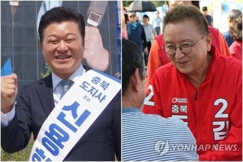 왼쪽부터 더불어민주당 신용한 후보, 국민의힘 김영환 후보