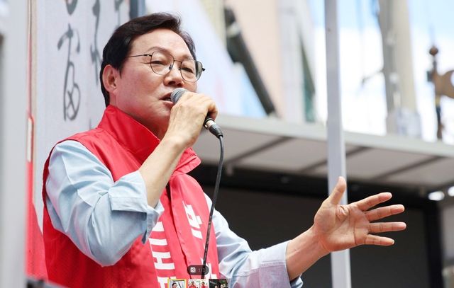 지난 28일 의령에서 유세하는 박완수 후보