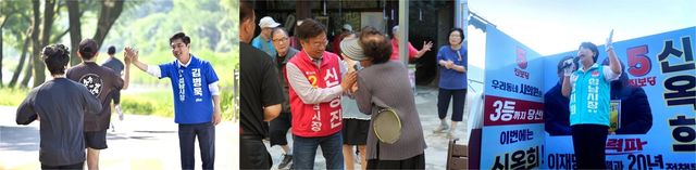 성남시장 선거에 출마한 김병욱·신상진·장지화 후보(왼쪽부터)
