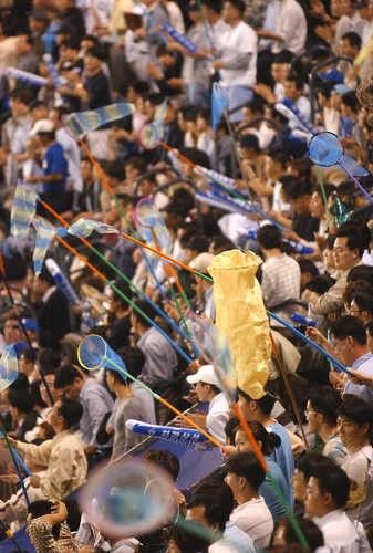 2003년 이승엽의 홈런공을 잡기 위해 잠자리채 동원한 팬들