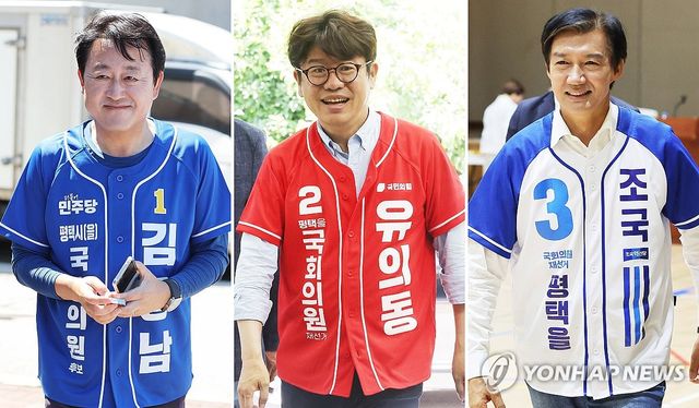 시민들에게 인사하는 평택을 후보들
