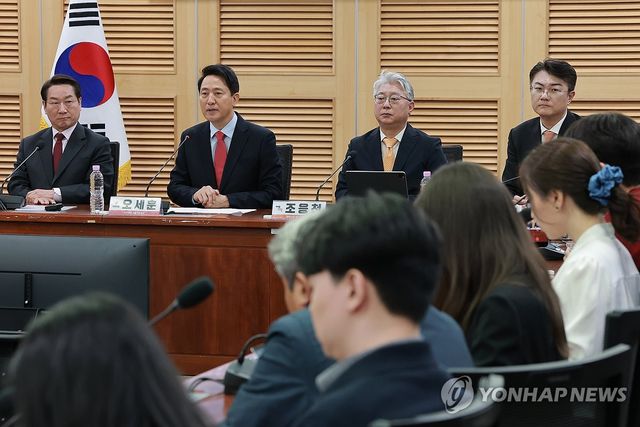 발언하는 국민의힘 오세훈 서울시장 후보