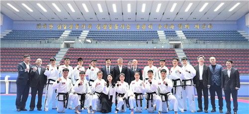 북한 태권도전당 방문한 왕야쥔 중국대사
