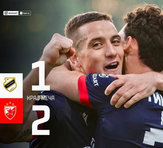 추카리치키를 2-1로 물리친 츠르베나 즈베즈다