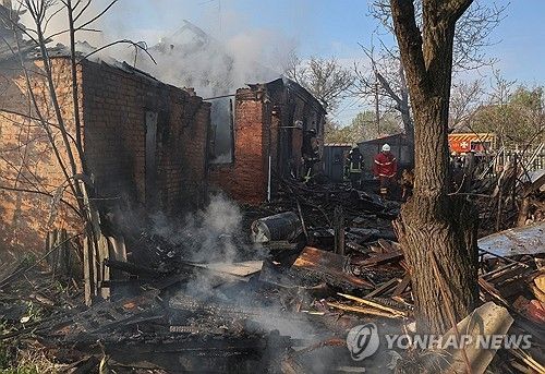 러시아 드론 공격으로 파괴된 우크라이나 하르키우 개인 주택