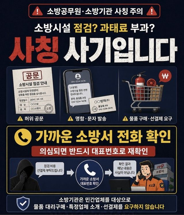 소방공무원 사칭 사기 주의 홍보포스터