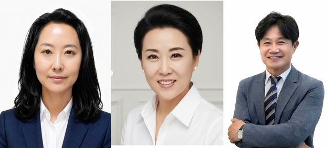 김경숙(왼쪽), 김현숙(가운데) 자매 도전자, 지휘자 출신 홍희철 후보 