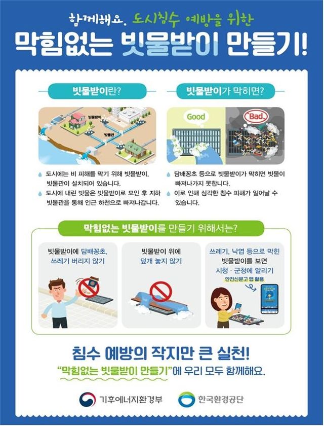 도시침수 예방을 위한 막힘없는 빗물받이 만들기 리플렛