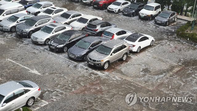 눈처럼 쌓인 우박