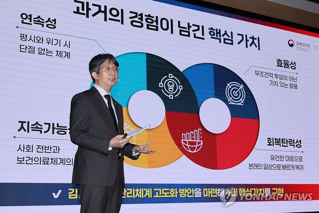 감염병 위기관리 고도화 방안 발표하는 임승관 질병청장