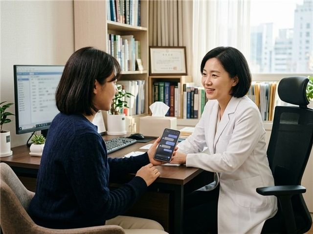 정신건강의학과 전문의가 AI를 활용하는 환자와 상담하는 AI 이미지