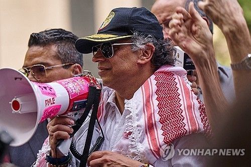 작년 9월 뉴욕 시위 참가한 구스타보 페트로 콜롬비아 대통령