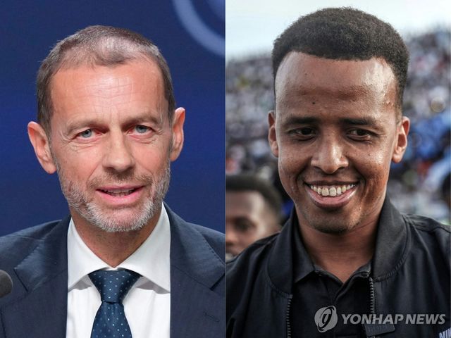 알렉산데르 체퍼린 UEFA 회장과 오마르 아르탄 심판