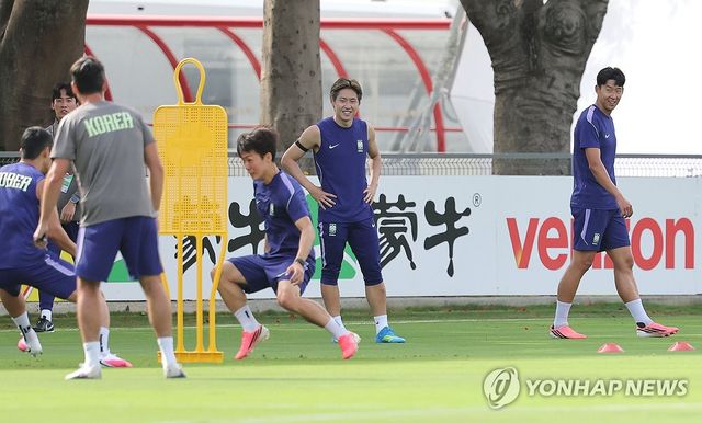 축구대표팀 훈련 장면