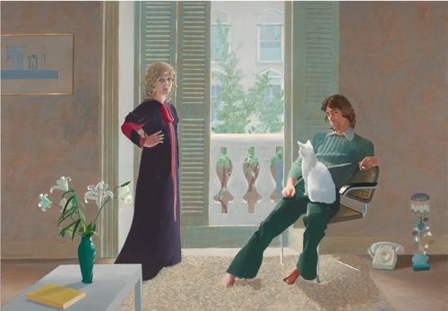 데이비드 호크니, 클라크 부부와 퍼시, 캔버스에 아크릴릭, 213.4×304.8 cm, 1970∼1971 ⓒ David Hockney, Collection Tate, U.K. ⓒ Tate, London [서울시립미술관 제공]